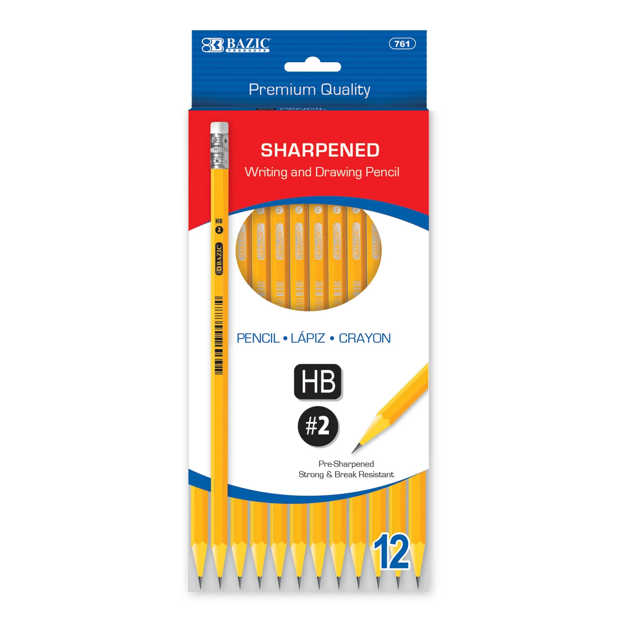 Bazic Pre-Sharpened Premium #2 Wooden Pencils, 12 pc