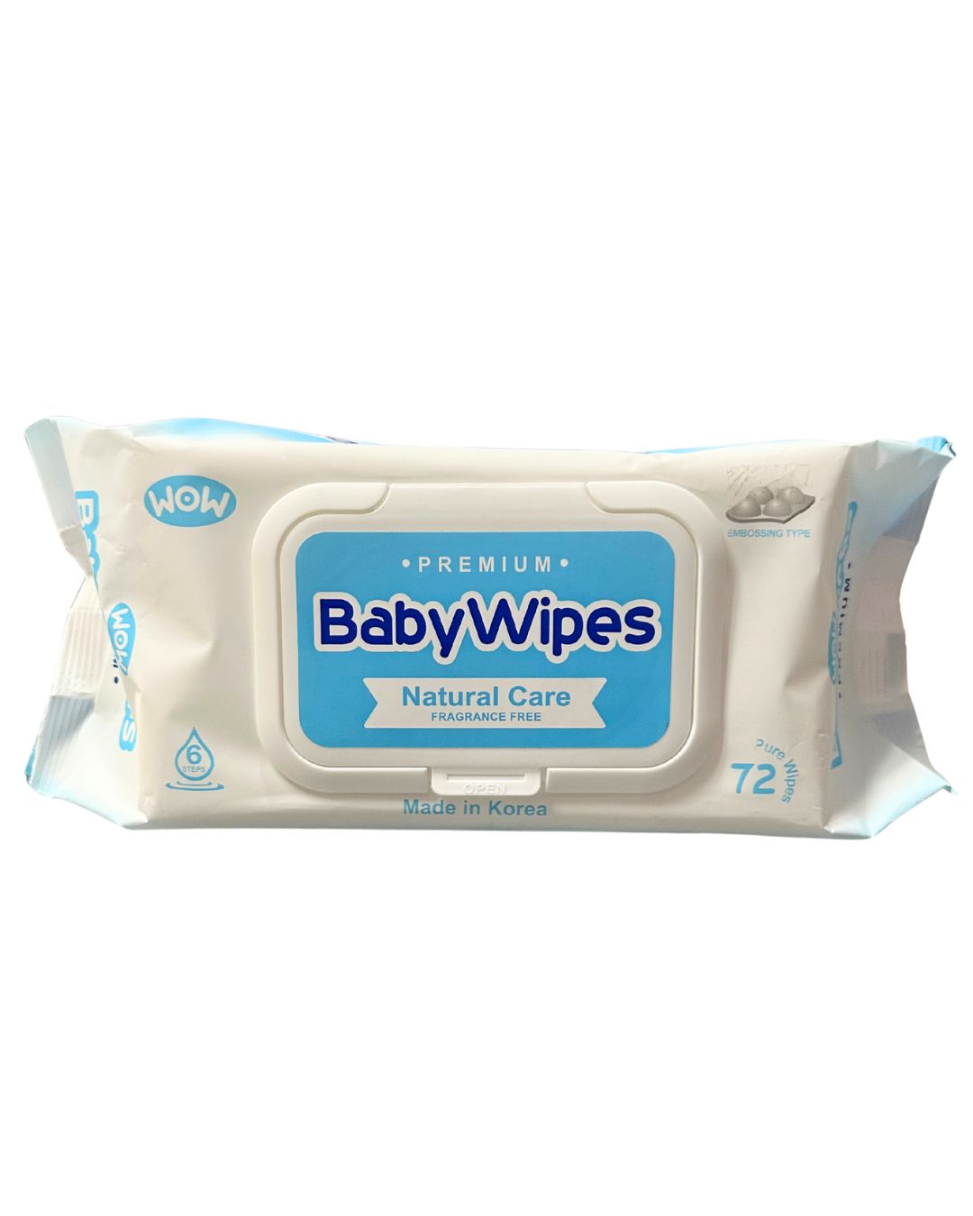 Wow Premium Natural Care Fragrance Free Baby Wipes, 72 Pure Wipes